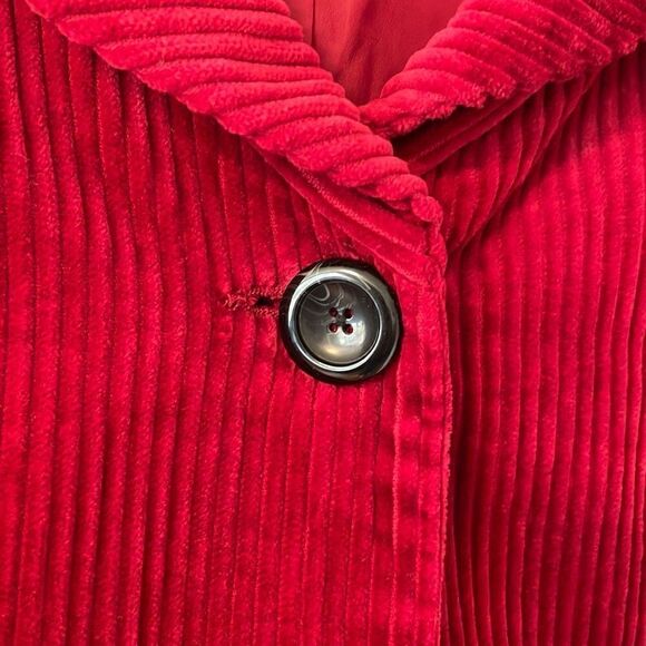 First Issue Liz Claiborne red wide wale corduroy lined one button jacket S - Picture 3 of 11